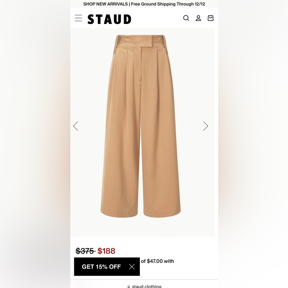Staud Ruth Pant size 8 camel